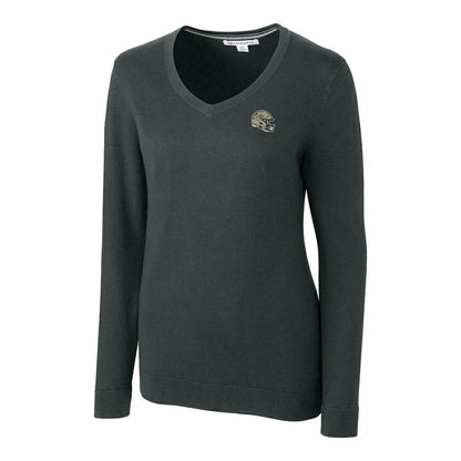 New Orleans Saints Cutter & Buck Women's Helmet Logo Lakemont Tri-Blend V-Neck Pullover Sweater - Charcoal outlet