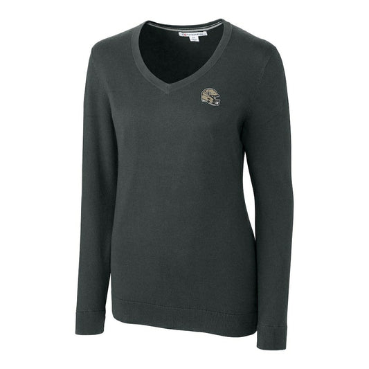 New Orleans Saints Cutter & Buck Women's Helmet Logo Lakemont Tri-Blend V-Neck Pullover Sweater - Charcoal outlet