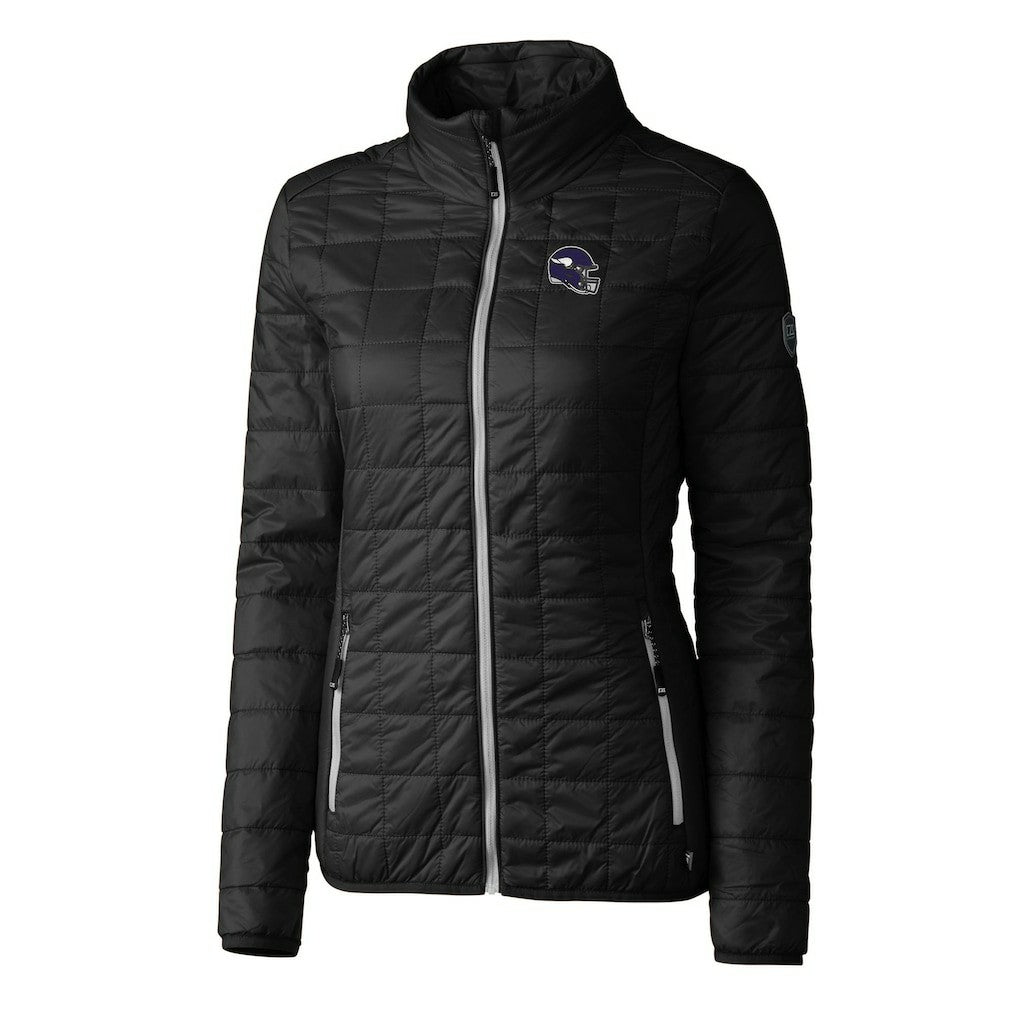Minnesota Vikings Cutter & Buck Women's Helmet Logo Rainier PrimaLoft Eco Insulated Full-Zip Puffer Jacket - Black sale
