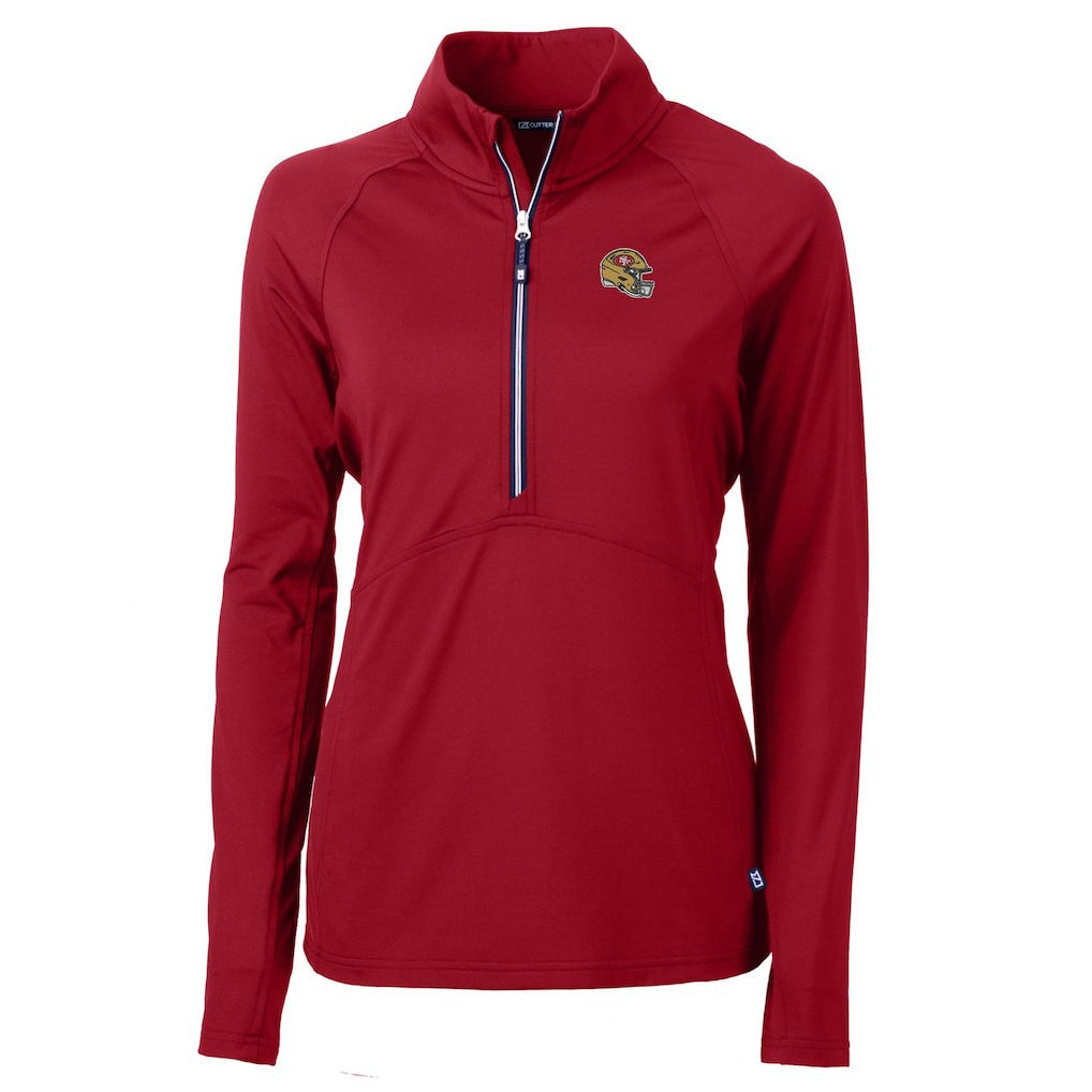 San Francisco 49ers Cutter & Buck Women's Helmet Logo Adapt Eco Knit Stretch Recycled Half-Zip Pullover Top - Scarlet outlet
