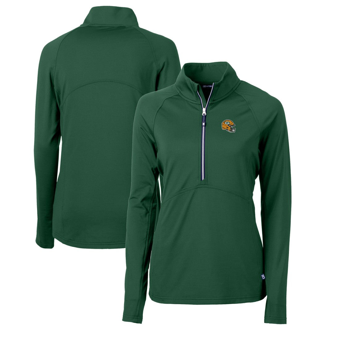 Green Bay Packers Cutter & Buck Women's Helmet Logo Adapt Eco Knit Stretch Recycled Half-Zip Pullover Top - Green discount