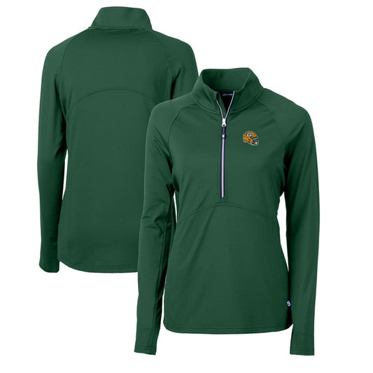 Green Bay Packers Cutter & Buck Women's Helmet Logo Adapt Eco Knit Stretch Recycled Half-Zip Pullover Top - Green discount