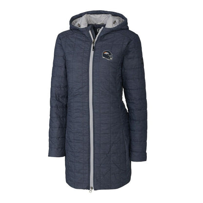 Denver Broncos Cutter & Buck Women's Helmet Logo Rainier Primaloft Eco Insulated Hooded Long Coat - Heather Navy outlet