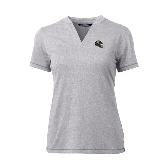 Jacksonville Jaguars Cutter & Buck Women's Helmet Logo DryTec Forge Stretch V-Neck Blade Top - Heather Gray discount
