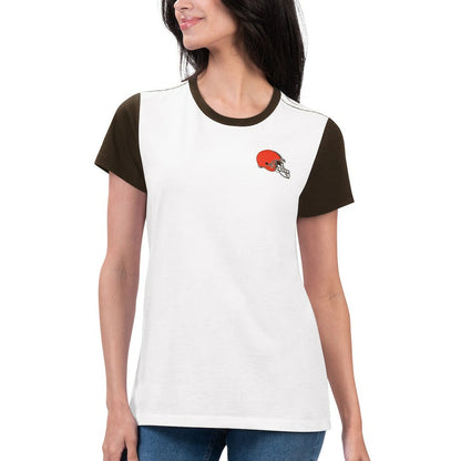 Cleveland Browns G-III 4Her by Carl Banks Women's Fashion Illustration T-Shirt - White/Brown cheap