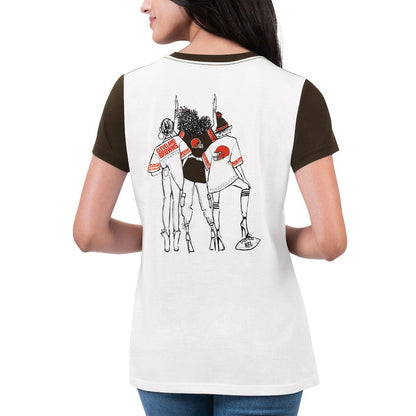 Cleveland Browns G-III 4Her by Carl Banks Women's Fashion Illustration T-Shirt - White/Brown cheap