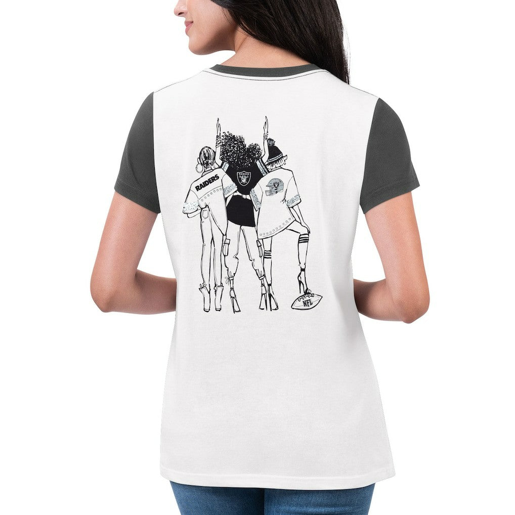 Las Vegas Raiders G-III 4Her by Carl Banks Women's Fashion Illustration T-Shirt - White/Black sale