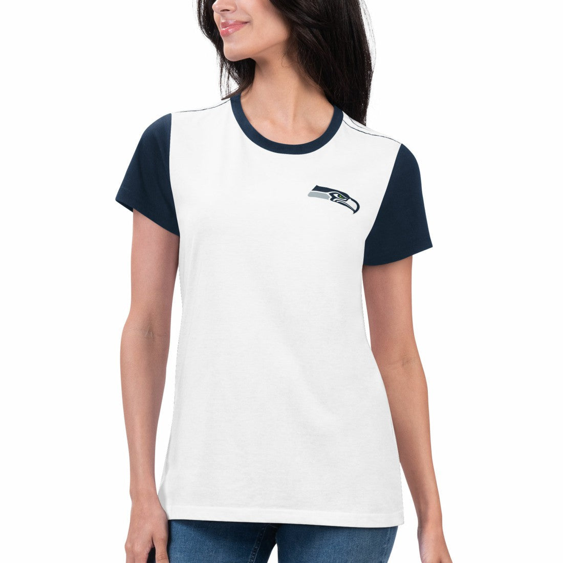 Seattle Seahawks G-III 4Her by Carl Banks Women's Fashion Illustration T-Shirt - White/College Navy online