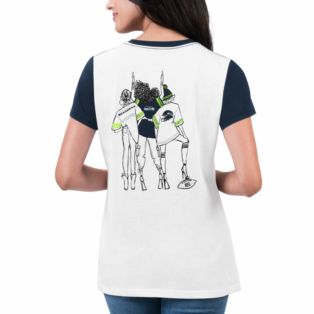 Seattle Seahawks G-III 4Her by Carl Banks Women's Fashion Illustration T-Shirt - White/College Navy online