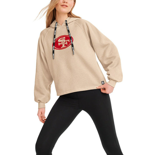 San Francisco 49ers DKNY Sport Women's Debbie Dolman Raglan Pullover Hoodie - Cream outlet