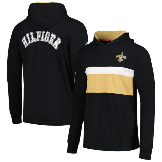 New Orleans Saints Tommy Hilfiger Morgan Long Sleeve Hoodie T-Shirt - Black discount