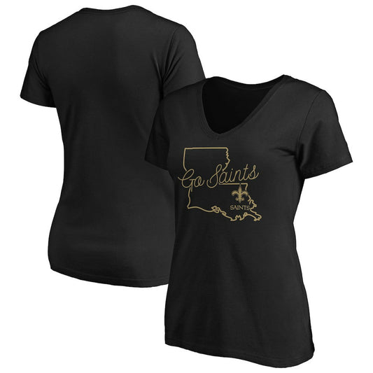 New Orleans Saints Women's Script V-Neck T-Shirt - Black on sale