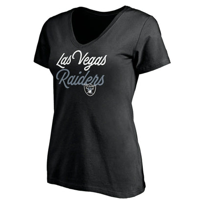 Las Vegas Raiders Women's Long Stride V-Neck T-Shirt - Black sale