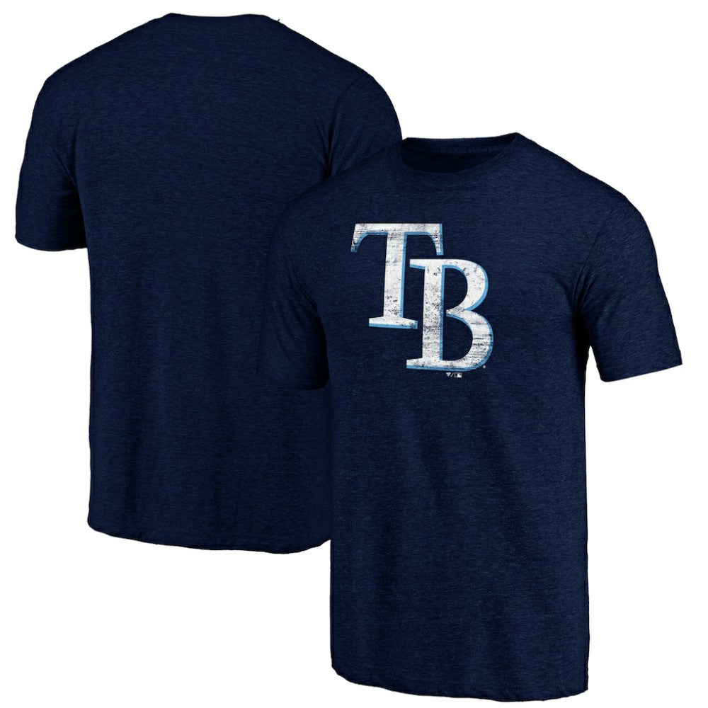 Tampa Bay Rays Official Logo Tri-Blend T-Shirt - Heather Navy