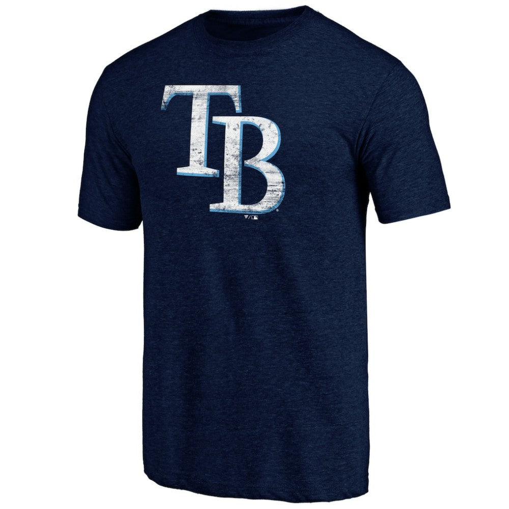 Tampa Bay Rays Official Logo Tri-Blend T-Shirt - Heather Navy