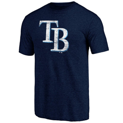 Tampa Bay Rays Official Logo Tri-Blend T-Shirt - Heather Navy