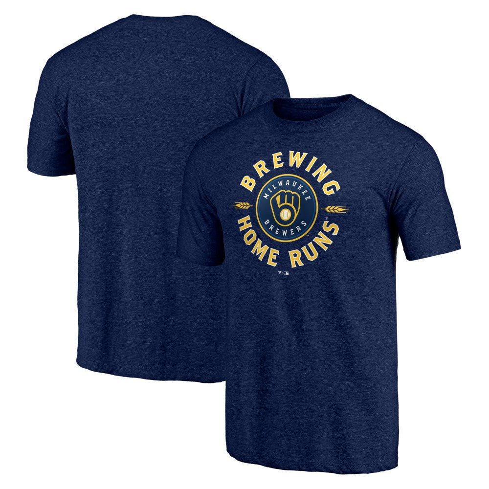 Milwaukee Brewers Hometown Collection Brewing Up Tri-Blend T-Shirt - Heather Navy