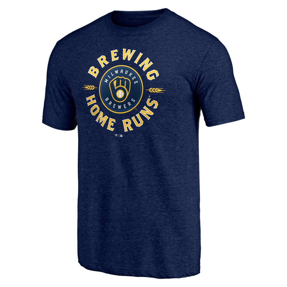 Milwaukee Brewers Hometown Collection Brewing Up Tri-Blend T-Shirt - Heather Navy