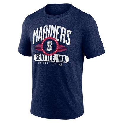 Seattle Mariners Badge of Honor Tri-Blend T-Shirt - Heather Navy