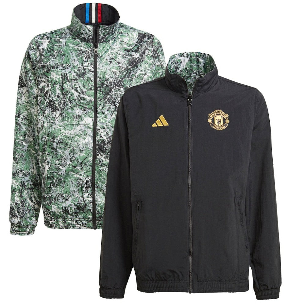 Manchester United x Stone Roses Originals Youth 2023/24 Reversible Anthem Full-Zip Jacket - Black | Adidas on sale