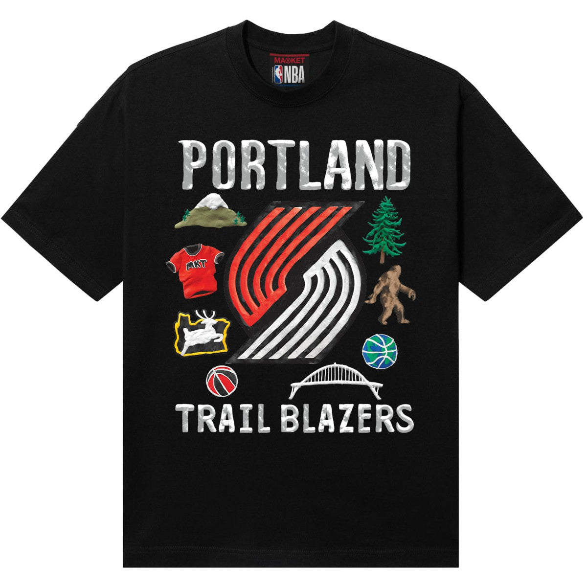 Portland Trail Blazers NBA x MARKET Unisex Claymation T-Shirt - Black for sale