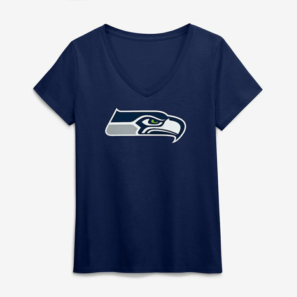 Seattle Seahawks Logo Athletic Women's Primary Logo V-Neck T-Shirt - College Navy cheap