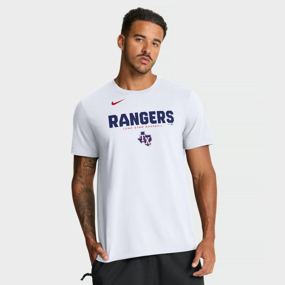 Texas Rangers Bold Team Name T-Shirt - White | Nike