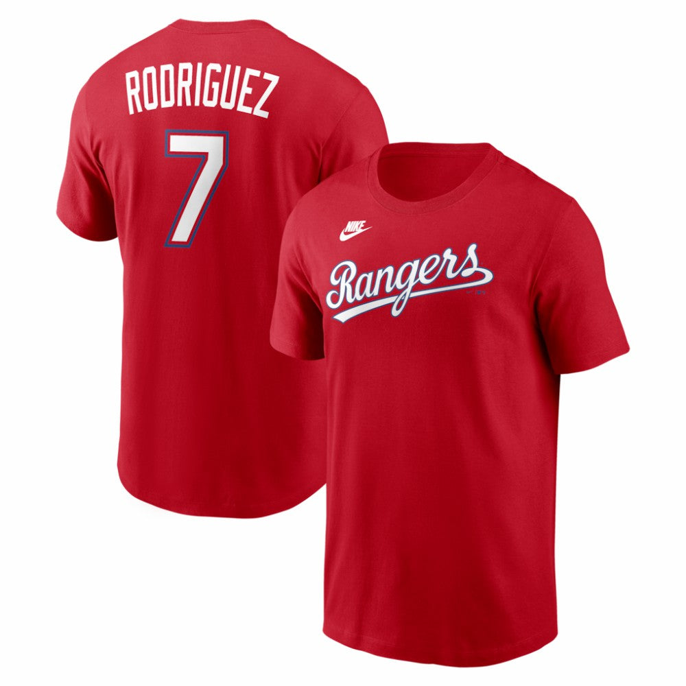 Ivan Rodriguez Texas Rangers Cooperstown Collection Name & Number T-Shirt - Red | Nike
