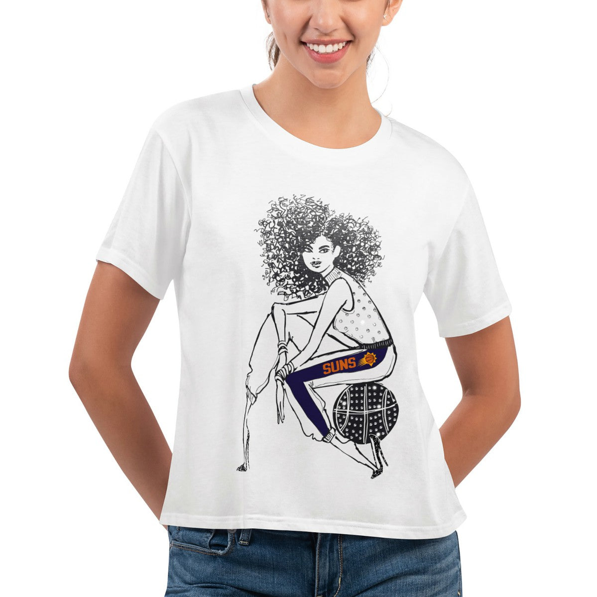 Phoenix Suns G-III 4Her by Carl Banks Women's Play the Ball Cropped T-Shirt - White outlet