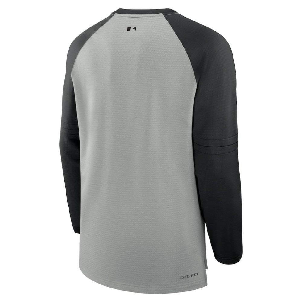 Miami Marlins Authentic Collection Game Time Raglan Performance Long Sleeve T-Shirt - Heather Gray/Black | Nike