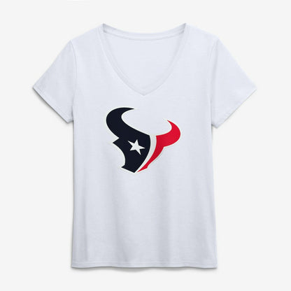 Houston Texans Logo Athletic Women's Primary Logo V-Neck T-Shirt - White for sale