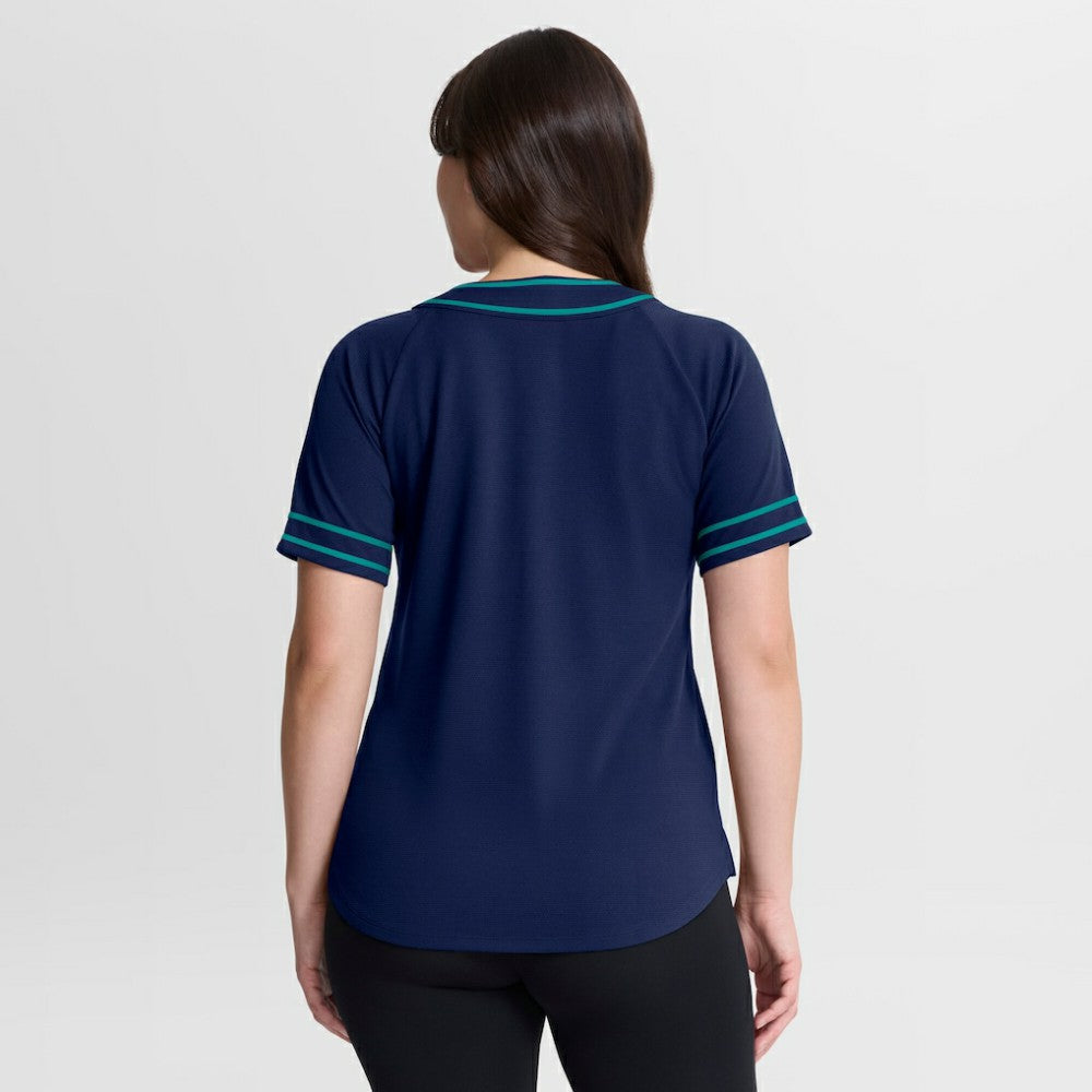Seattle Mariners Women's Diva Race Ahead Raglan V-Neck T-Shirt - Navy