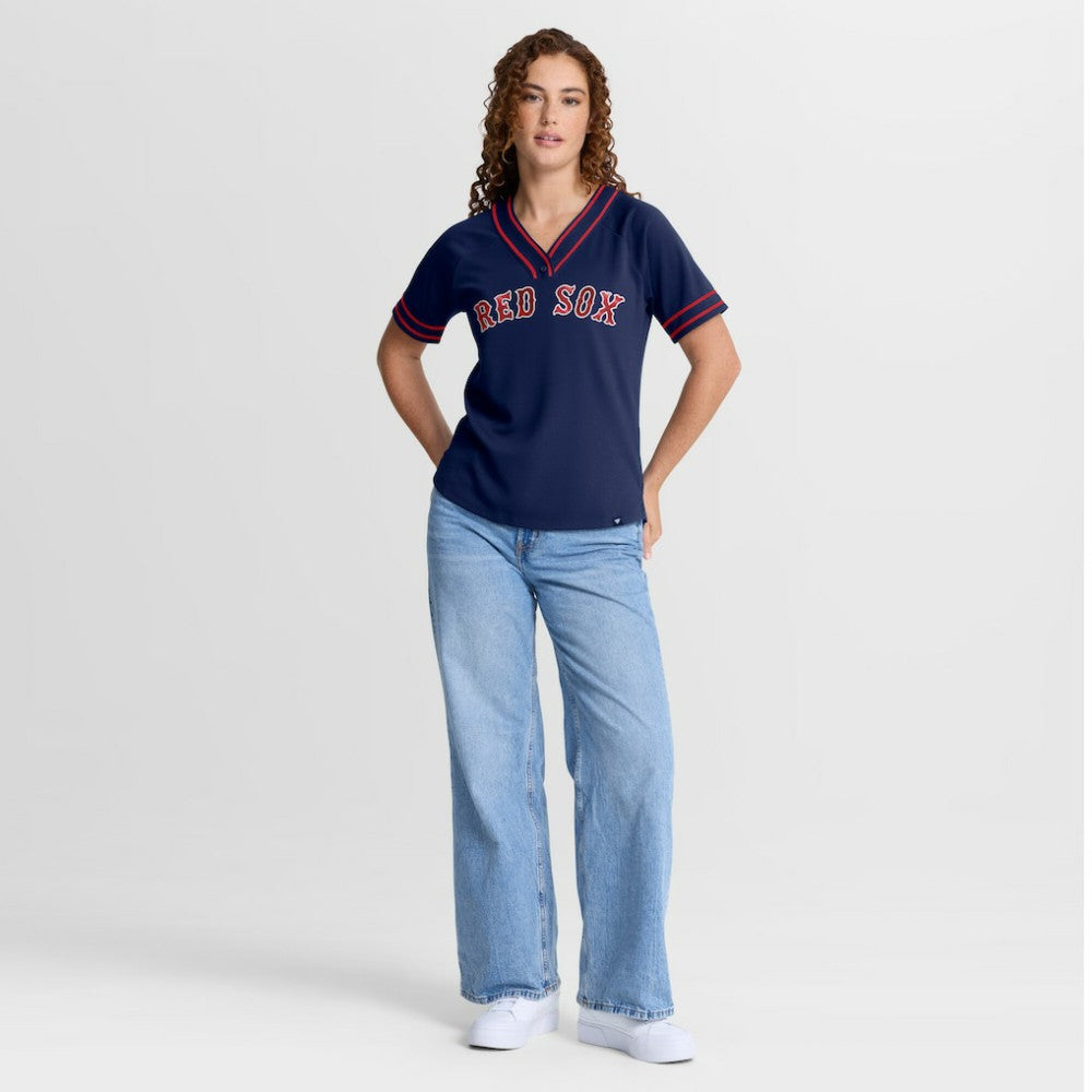 Boston Red Sox Women's Diva Race Ahead Raglan V-Neck T-Shirt - Navy