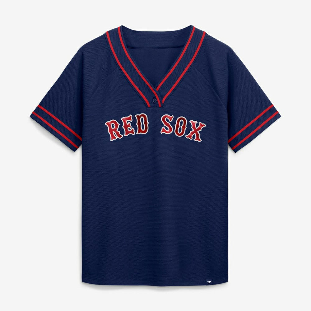 Boston Red Sox Women's Diva Race Ahead Raglan V-Neck T-Shirt - Navy