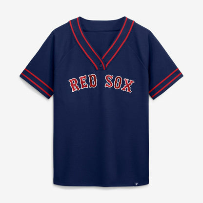 Boston Red Sox Women's Diva Race Ahead Raglan V-Neck T-Shirt - Navy