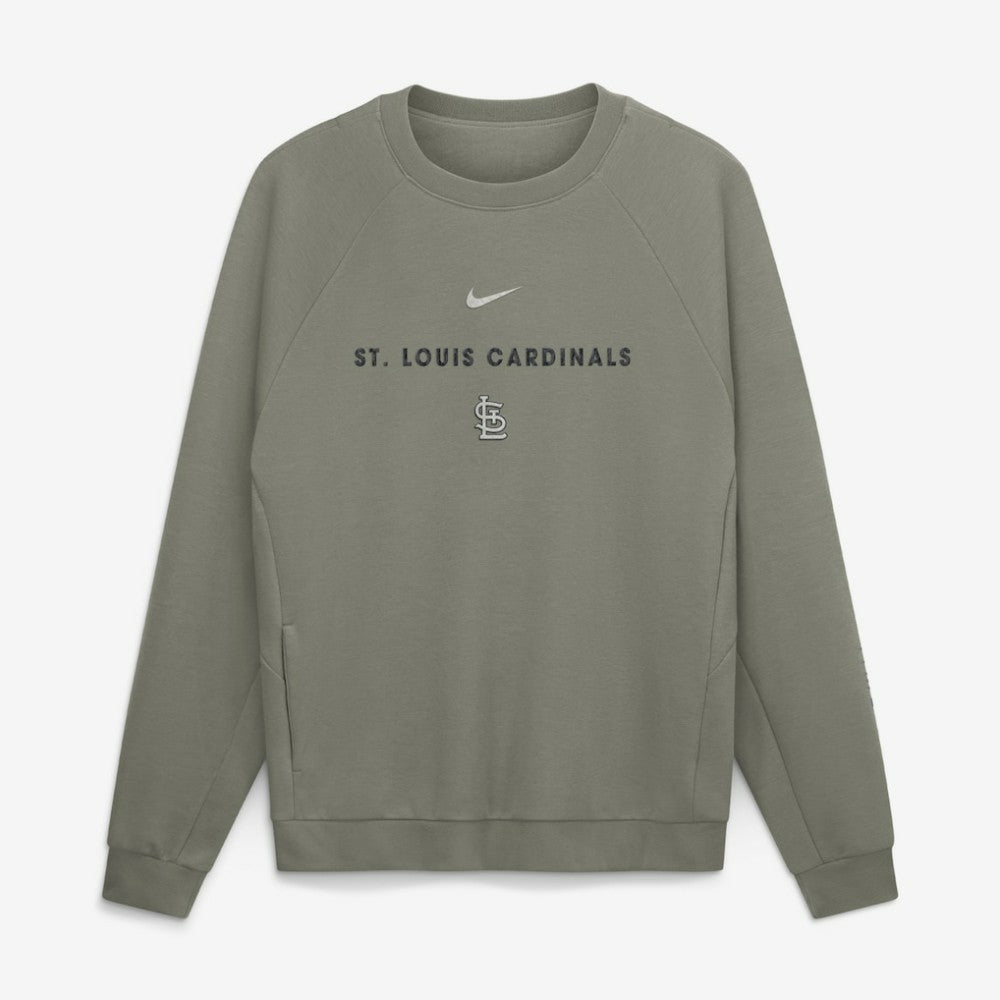 St. Louis Cardinals Statement Primary Raglan Dri-FIT Sweatshirt - Olive | Nike