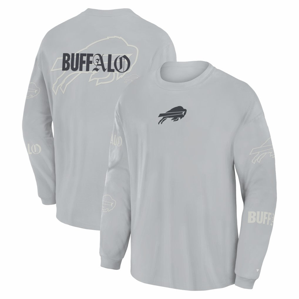 Buffalo Bills Oversized Type Play Long Sleeve T-Shirt - Gray cheap