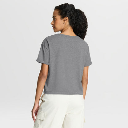 Buffalo Bills Women's Overplayed Tribute Tri-Blend Boxy T-Shirt - Heather Gray cheap