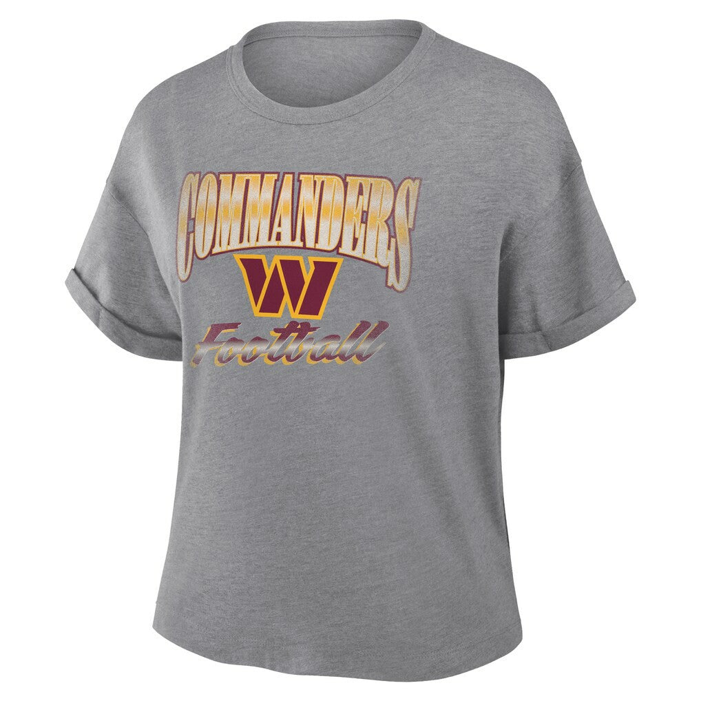 Washington Commanders Women's Overplayed Tribute Tri-Blend Boxy T-Shirt - Heather Gray sale