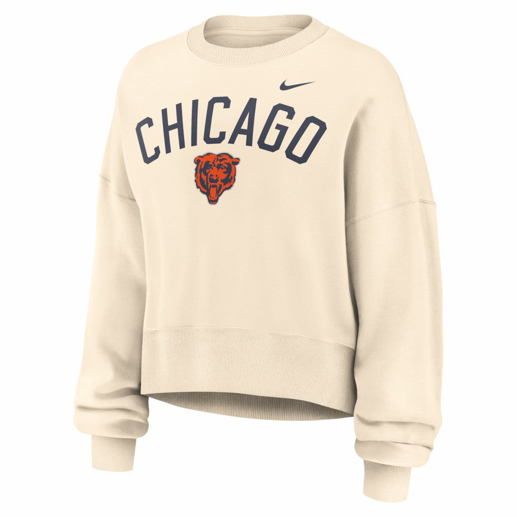Chicago Bears Women's Oversized High Hip Legacy Arch Phoenix Fleece Sweatshirt - Natural | Nike outlet