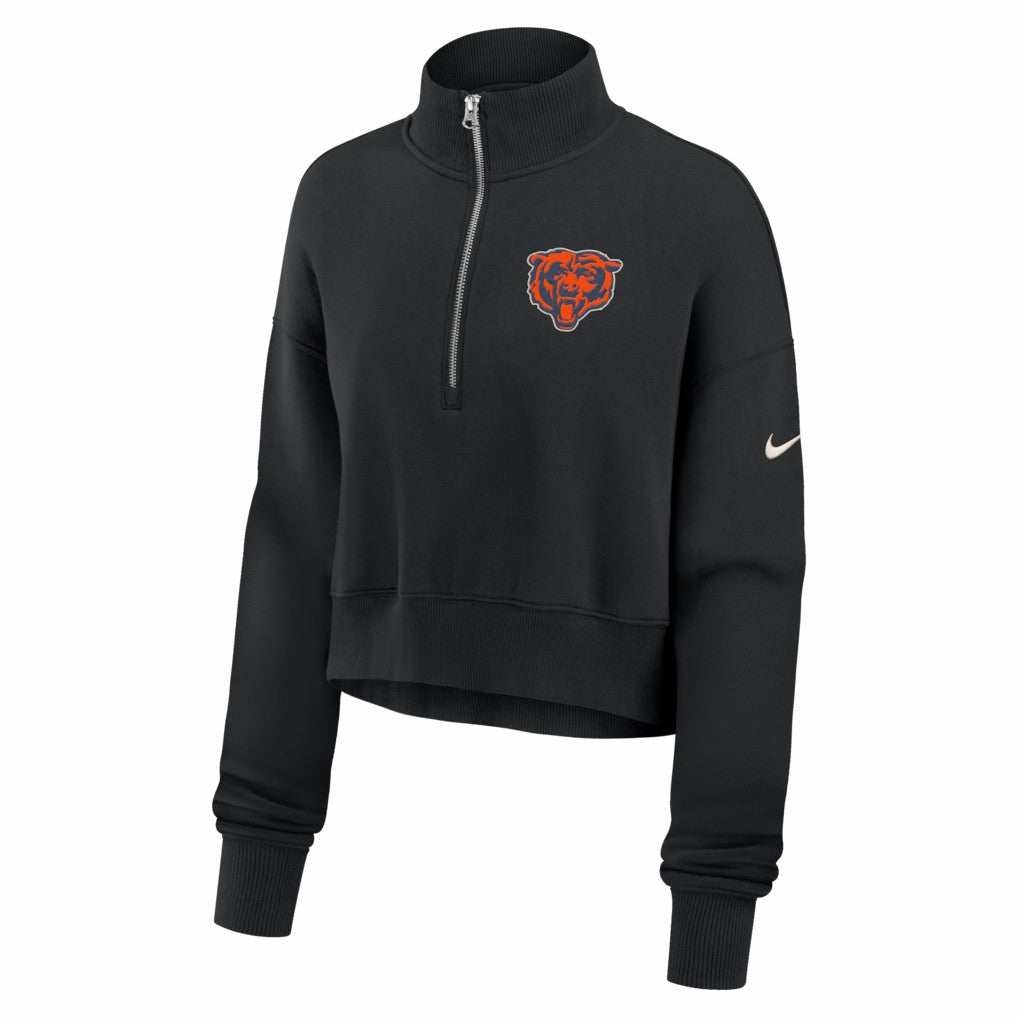 Chicago Bears Women's Legacy Phoenix Fleece Cropped Half-Zip Sweatshirt - Black | Nike for sale