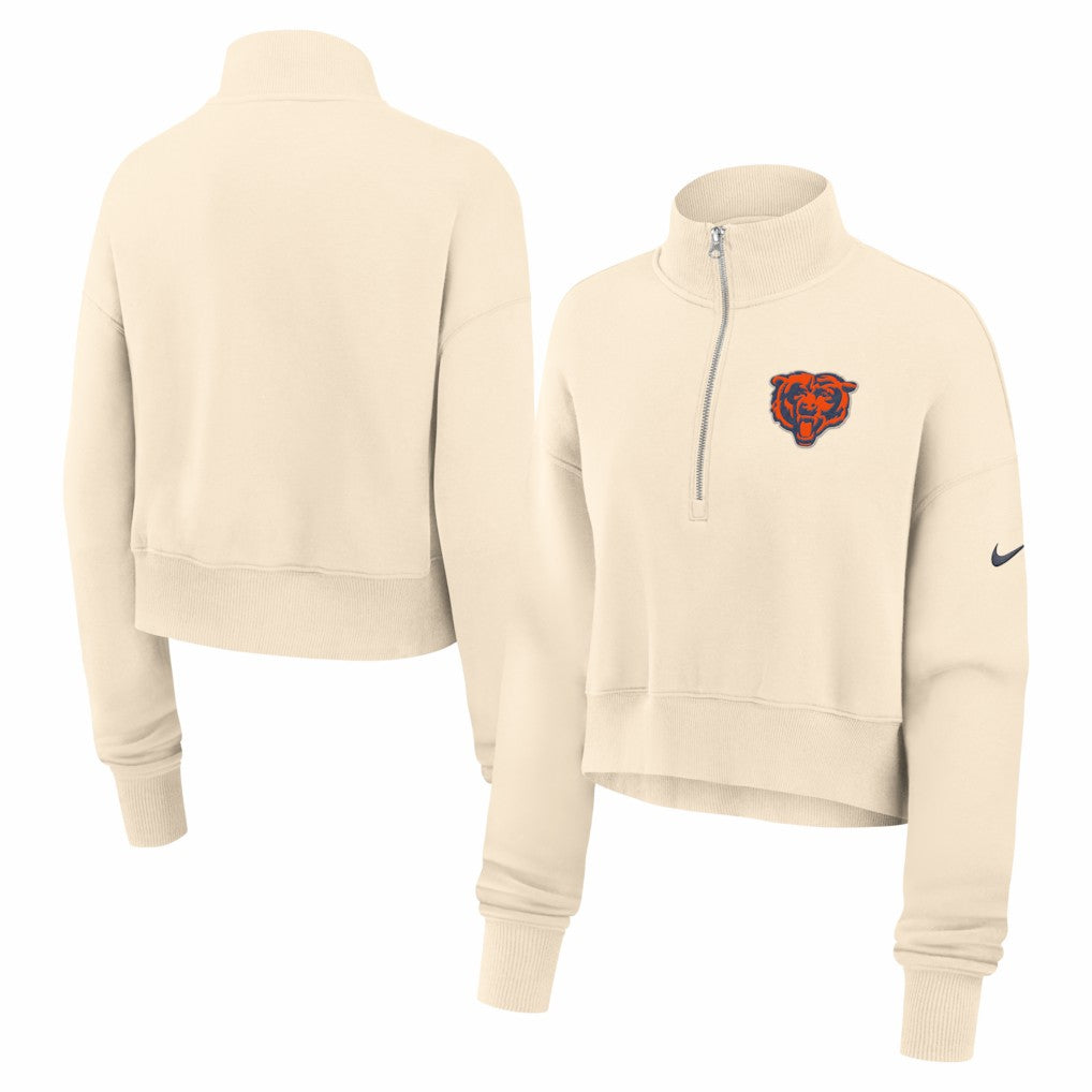 Chicago Bears Women's Legacy Phoenix Fleece Cropped Half-Zip Sweatshirt - Cream | Nike cheap