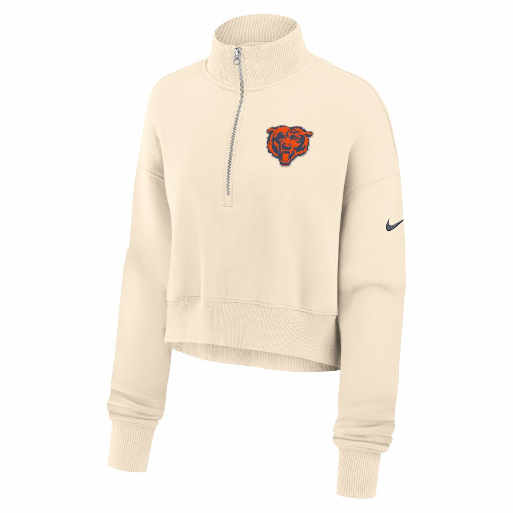 Chicago Bears Women's Legacy Phoenix Fleece Cropped Half-Zip Sweatshirt - Cream | Nike cheap