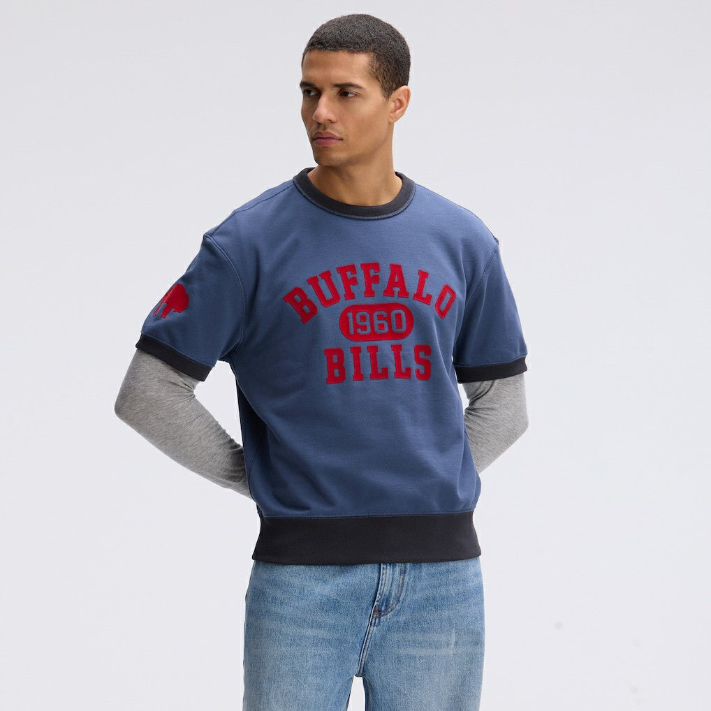 Buffalo Bills IconicFleece Short Sleeve Sweatshirt - Royal outlet