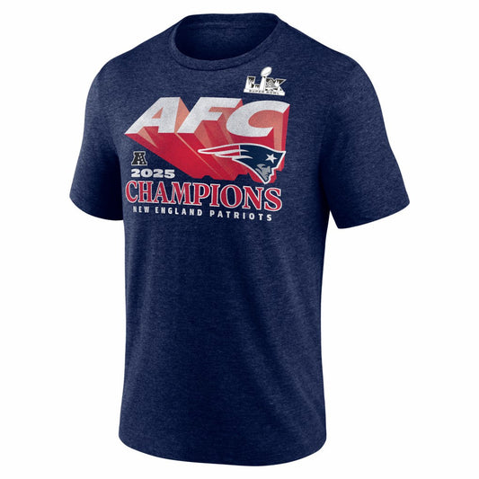 New England Patriots 2025 AFC Champions Quick Pass Tri-Blend T-Shirt - Heather Navy for sale