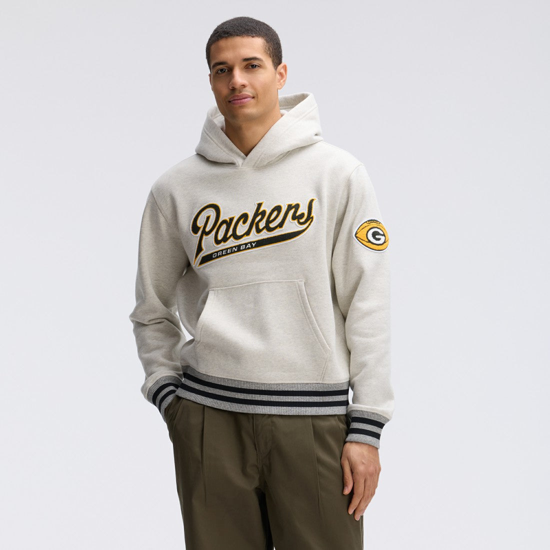 Green Bay Packers IconicFleece Tipped Hoodie - Oatmeal online