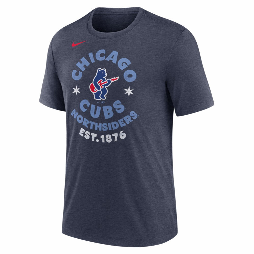 Chicago Cubs Electric Bear Tri-Blend T-Shirt - Heather Navy | Nike