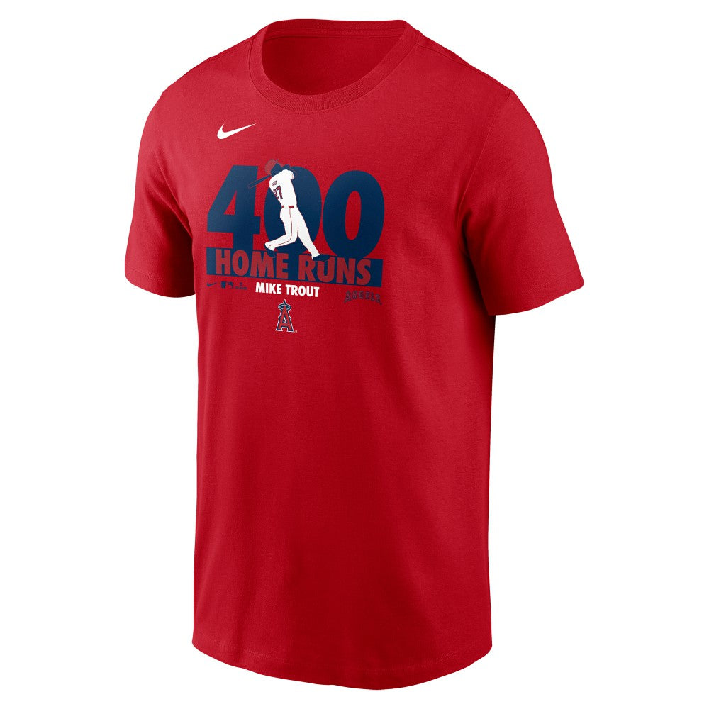 Mike Trout Los Angeles Angels 400 Career Home Runs T-Shirt - Red | Nike