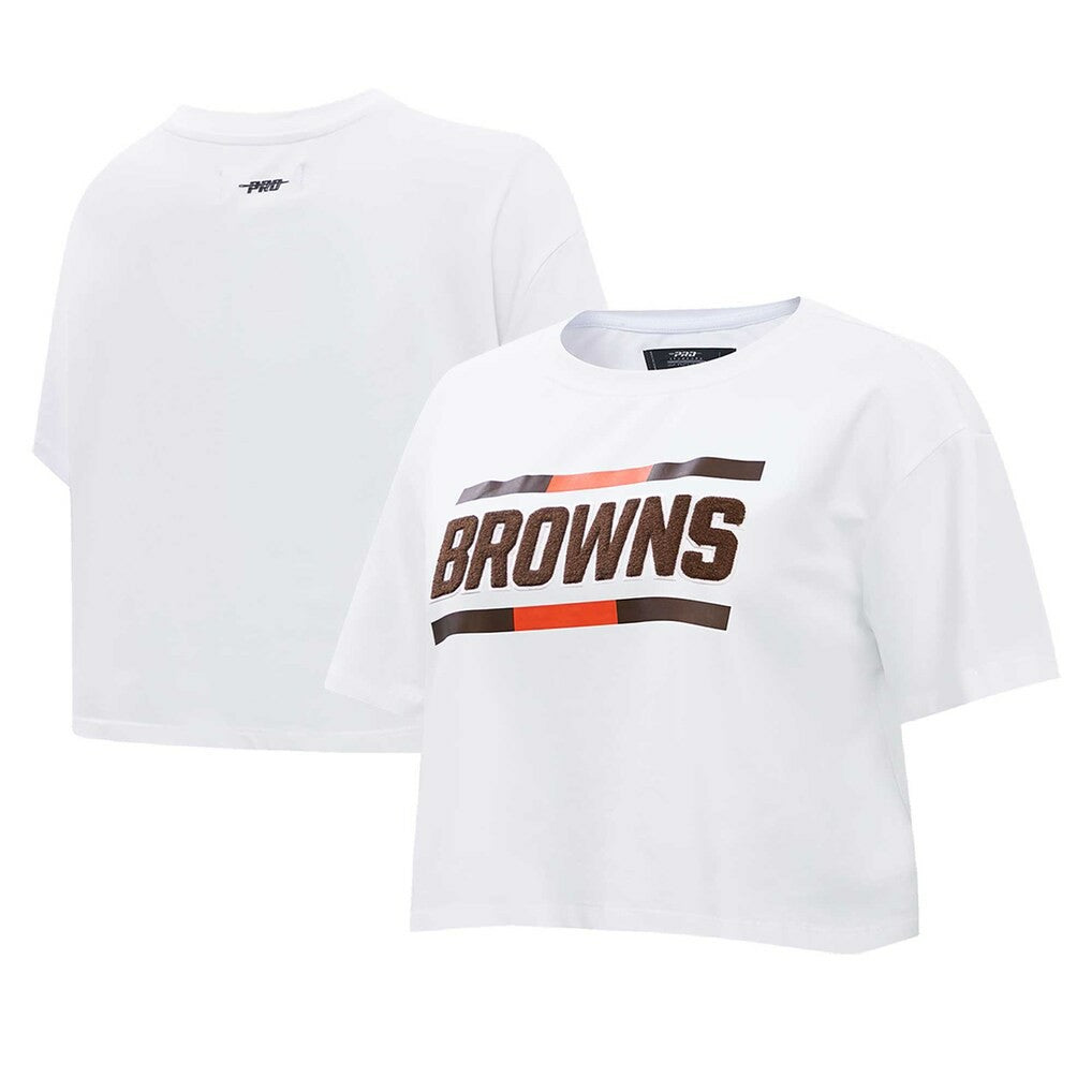 Cleveland Browns Pro Standard Women's New Helmet Capsule Cropped T-Shirt - White discount