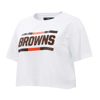 Cleveland Browns Pro Standard Women's New Helmet Capsule Cropped T-Shirt - White discount